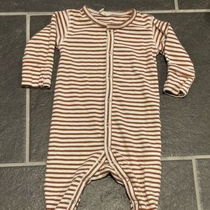 Quincy May striped button snap footie